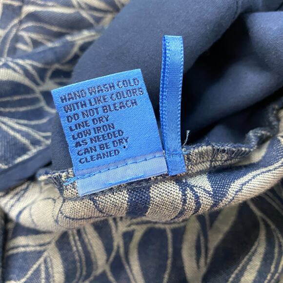 J McLaughlin Morgan Pants 4 Womens Blue Chambray Wide Leg Crop Leaf Print 28x28 - Picture 13 of 14